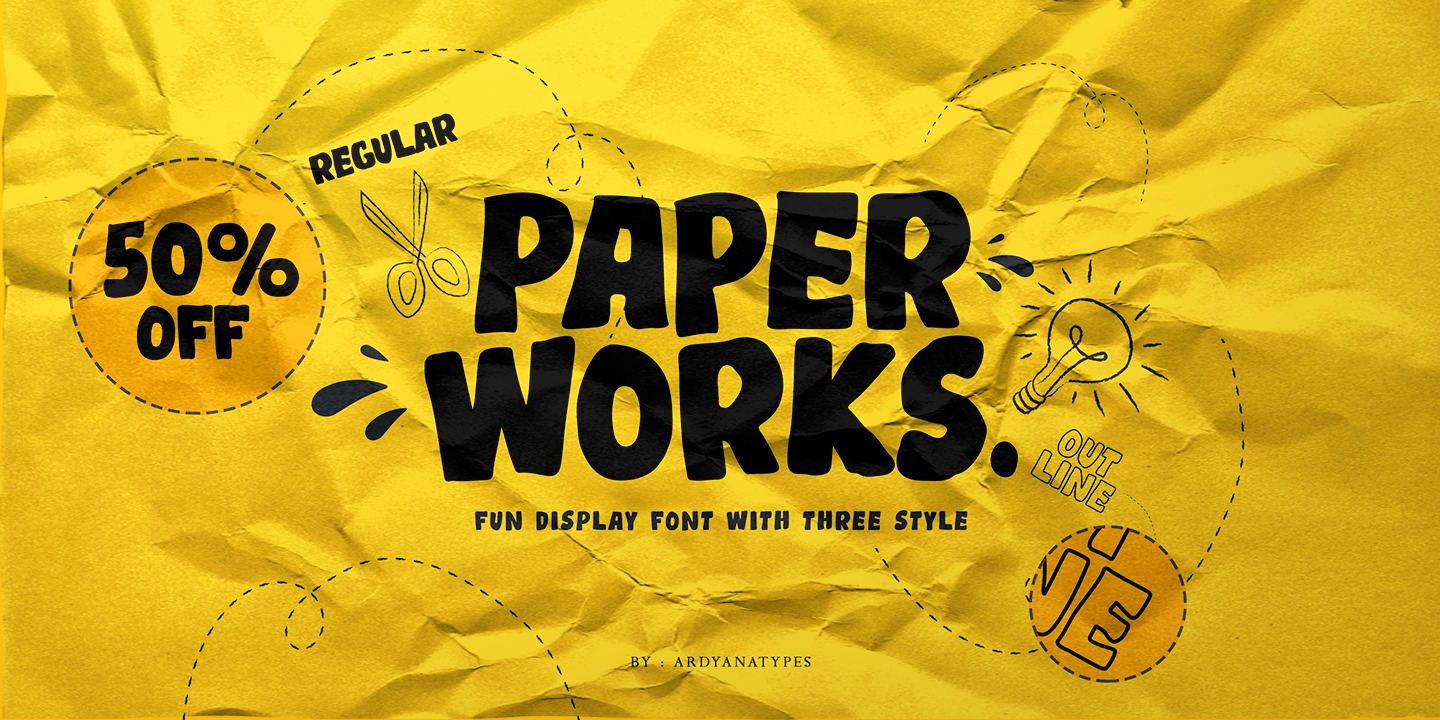 Ejemplo de fuente Paper Works Outline